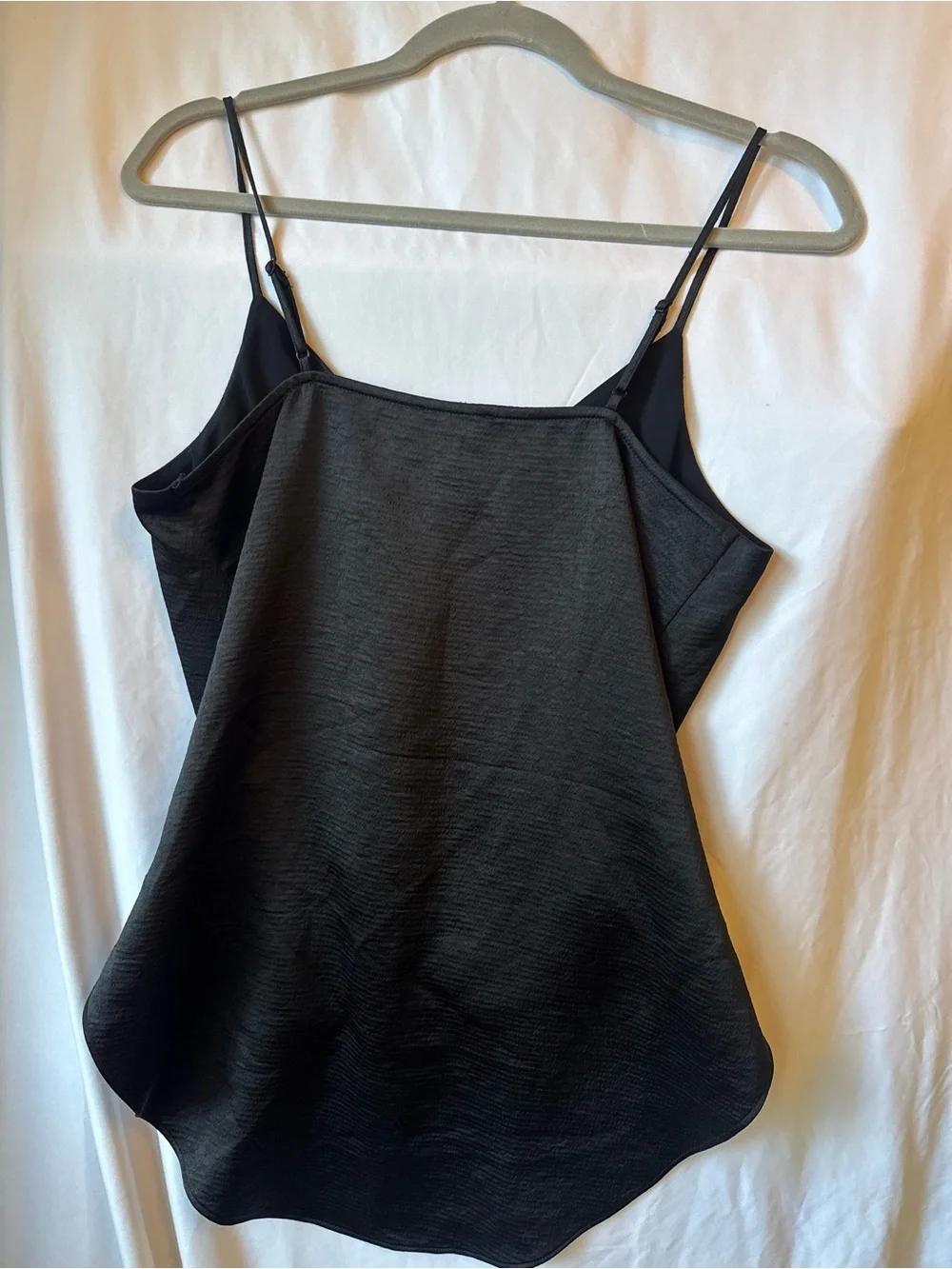 Express Black Satin Draped Cami Top Adjustable Straps Size S